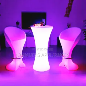 Led Glow Cocktail Table With Illuminated Bar Chairs – Rgb Color-change