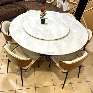 Round Marble Dining With Rotater New