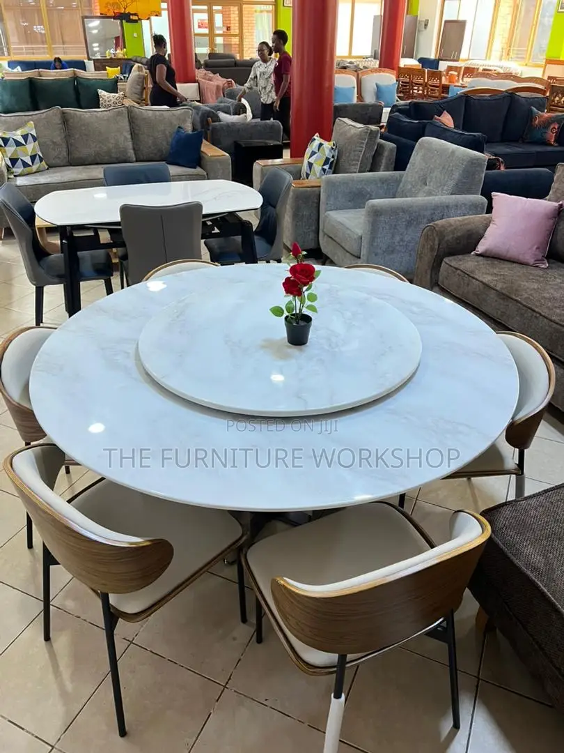 Round Marble Dining With Rotater New