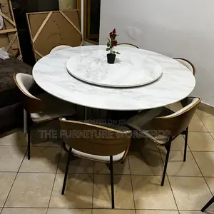 Round Marble Dining With Rotater New