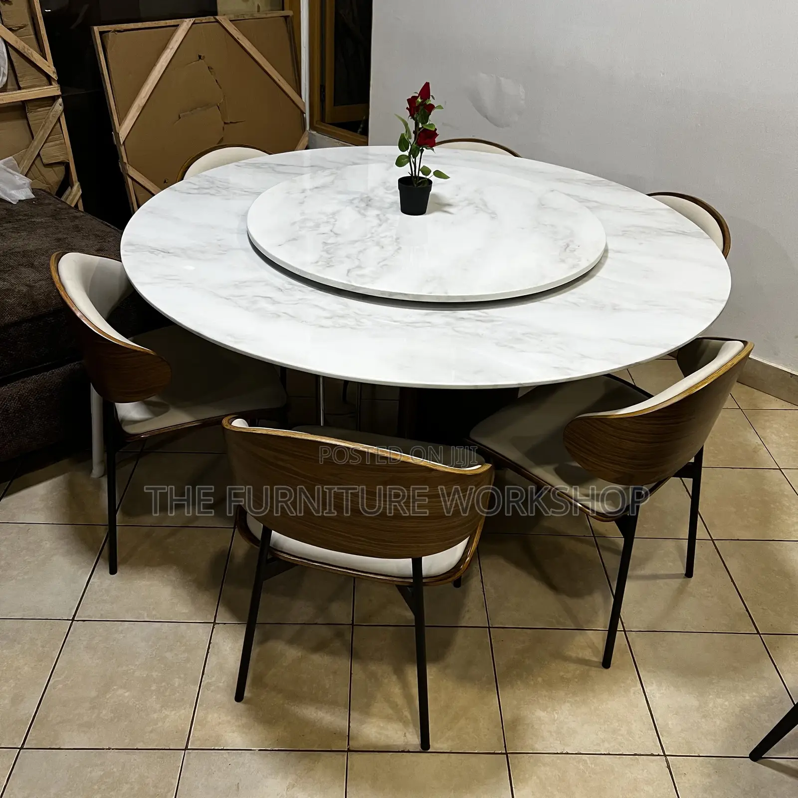 Round Marble Dining With Rotater New