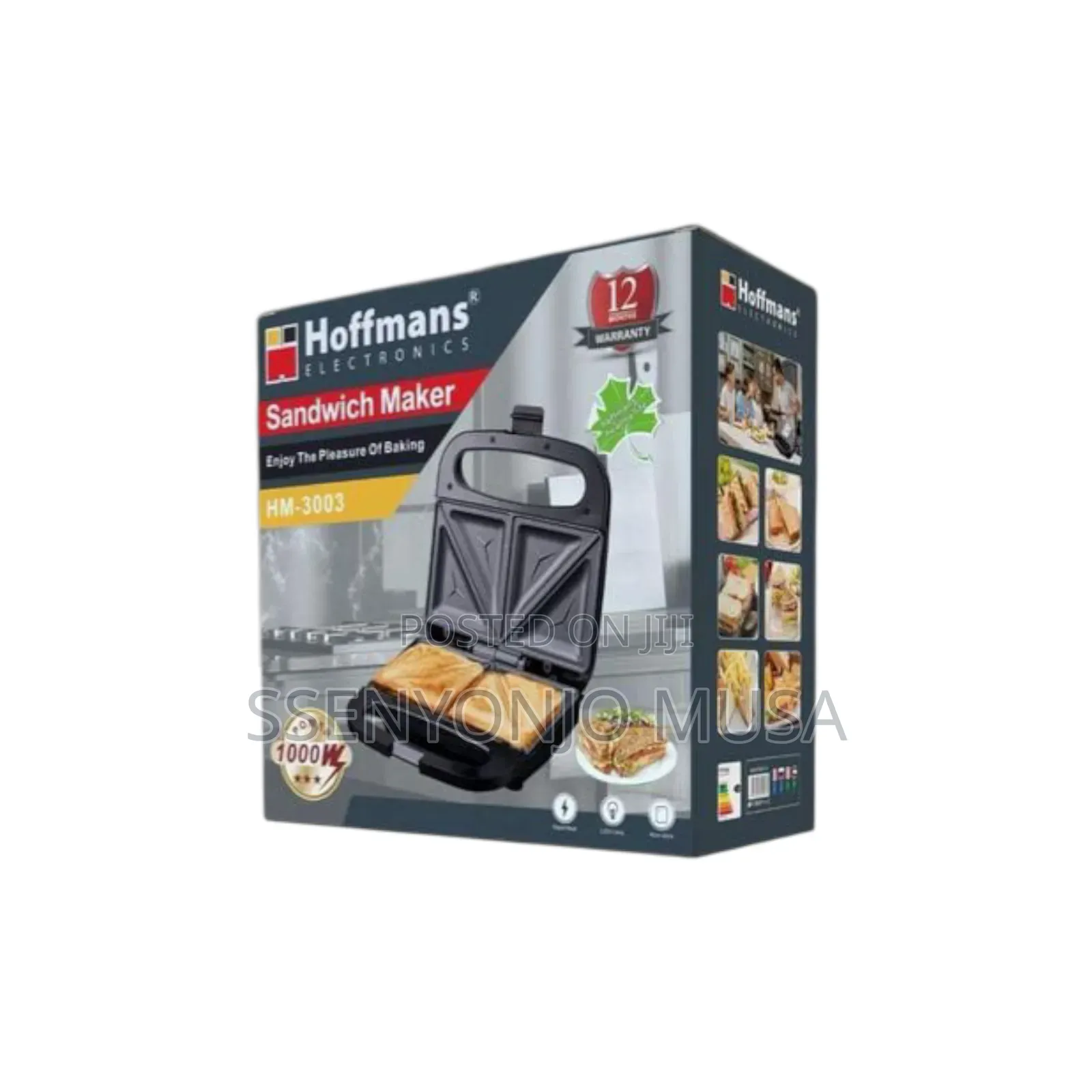 Hoffmans Sandwich Maker Hm-3003 | Non-Stick Plates