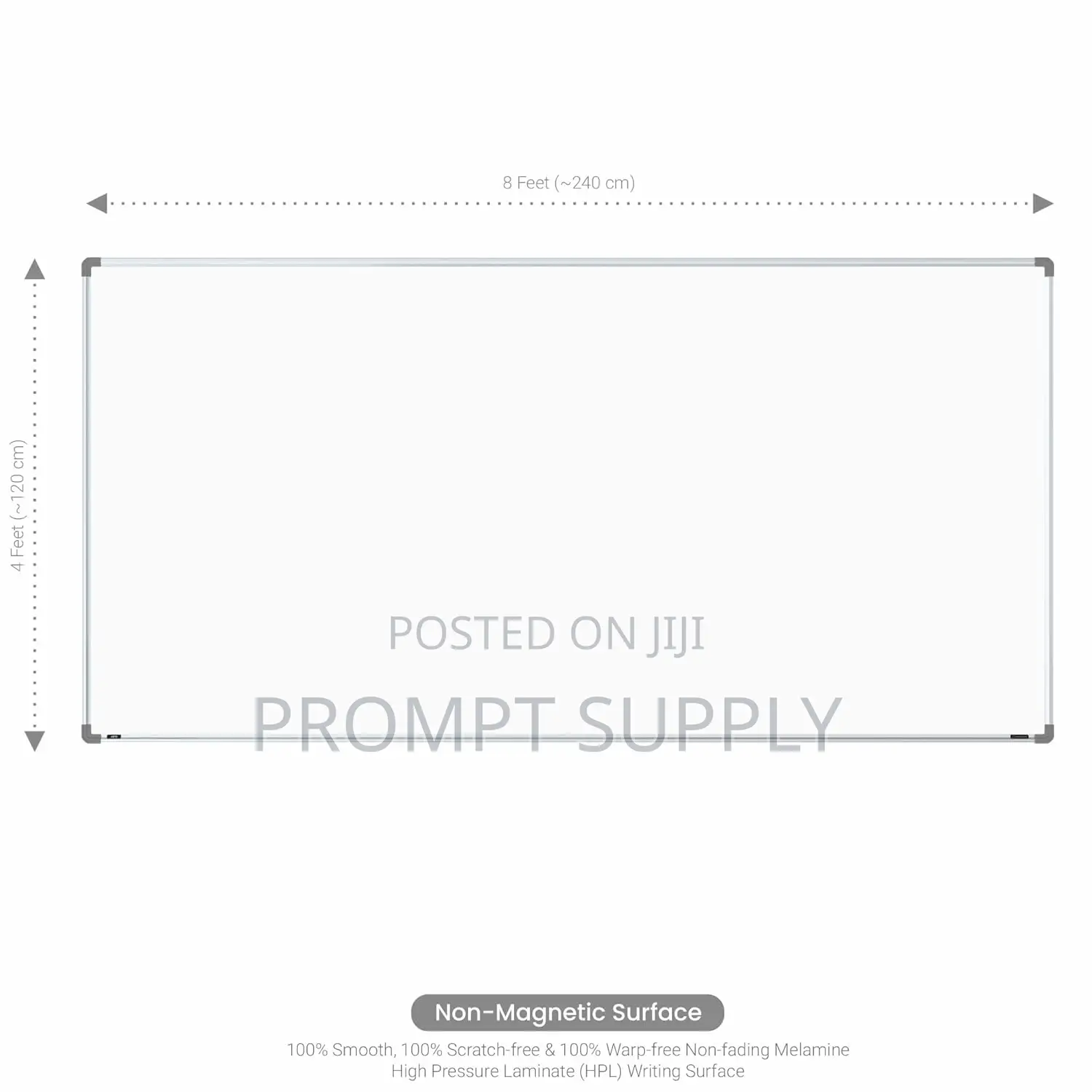 White Board (120x240)Cm With 1 Packet of Markers and Eraser