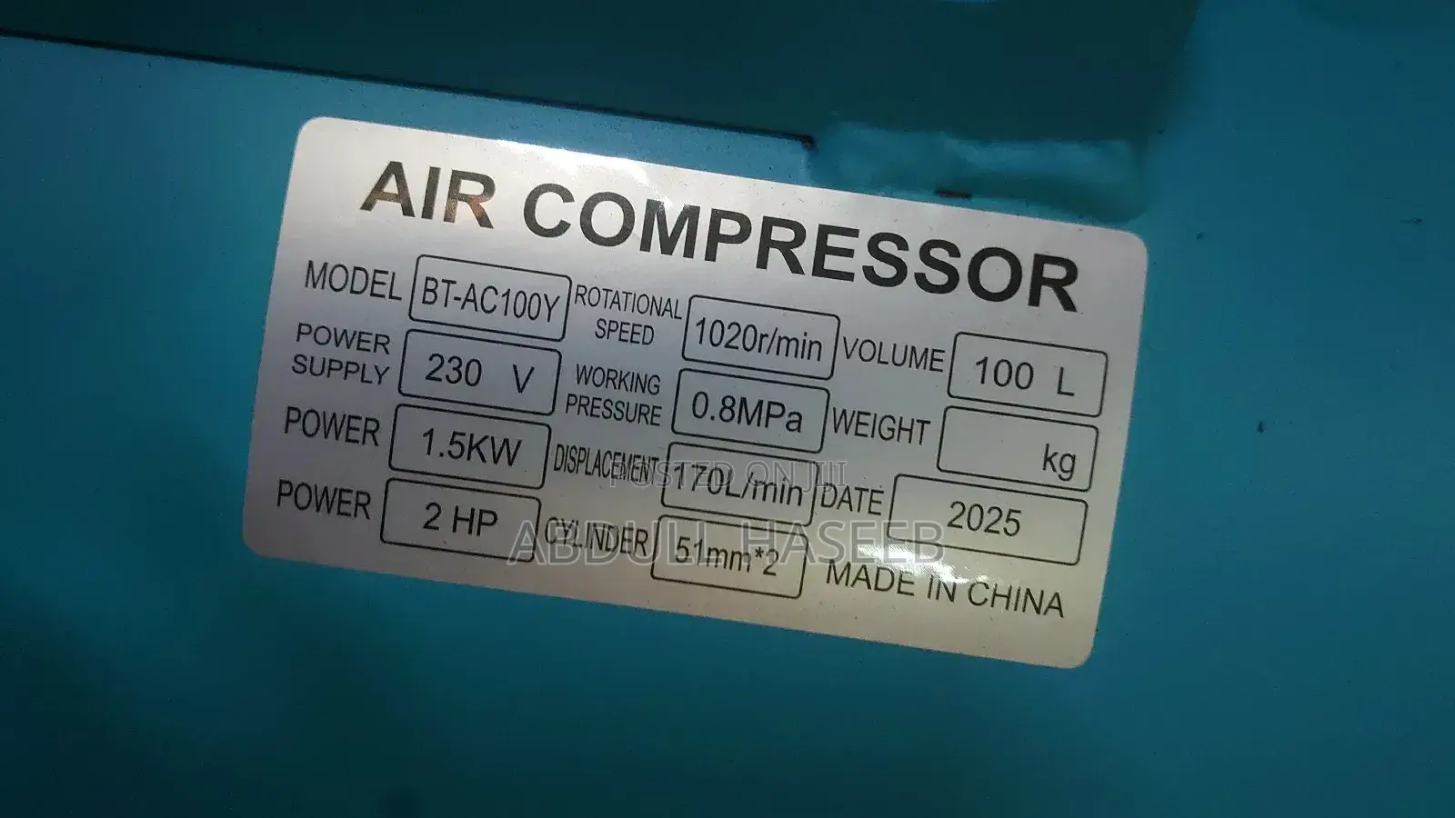 100 Liter Compressor) And 50 Liter Available Stock