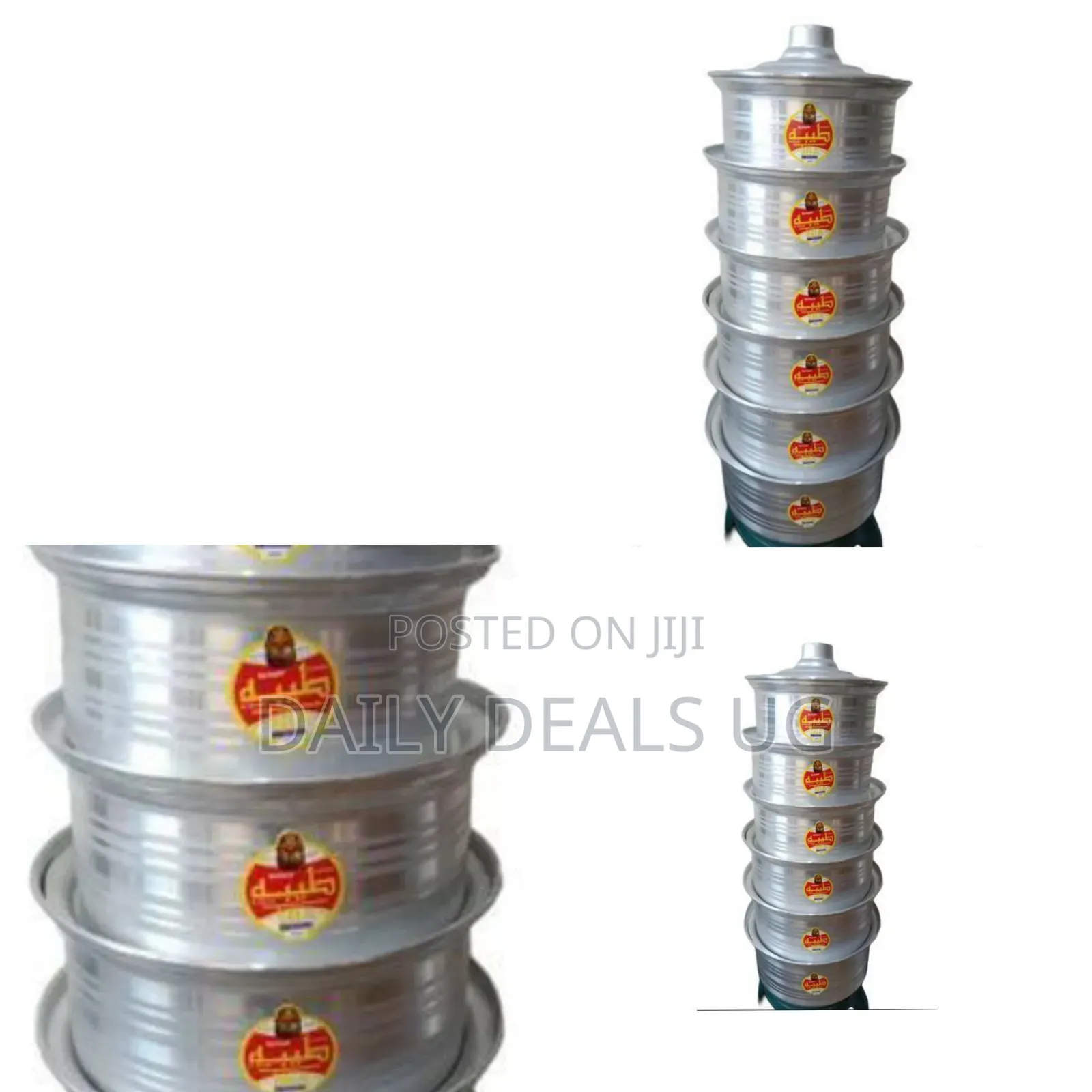 A Set of Six Aluminum Saucepan With Covers