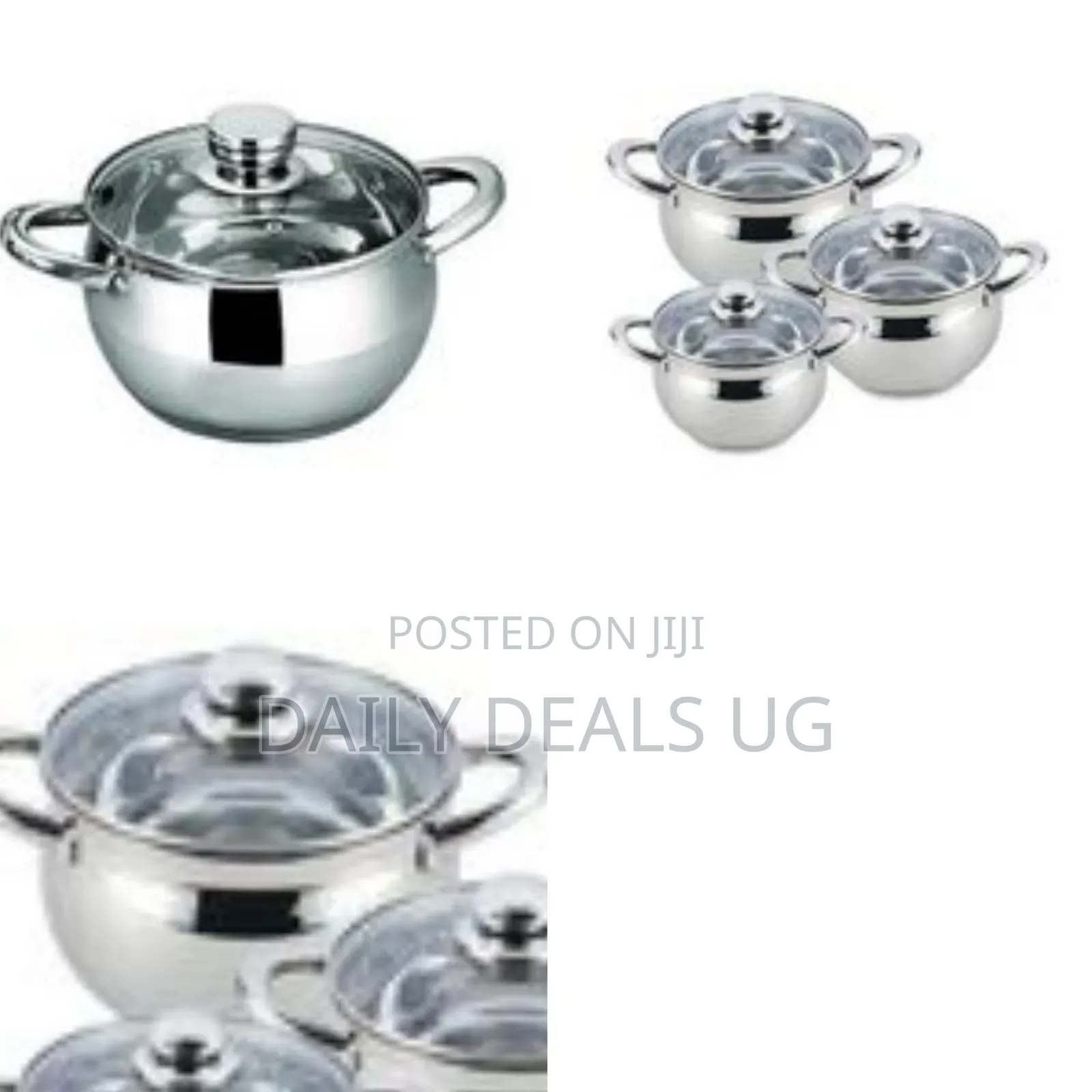 6 Pieces Set of Stainless Steel "Belly" or "Apple" Shape Cooking Pots