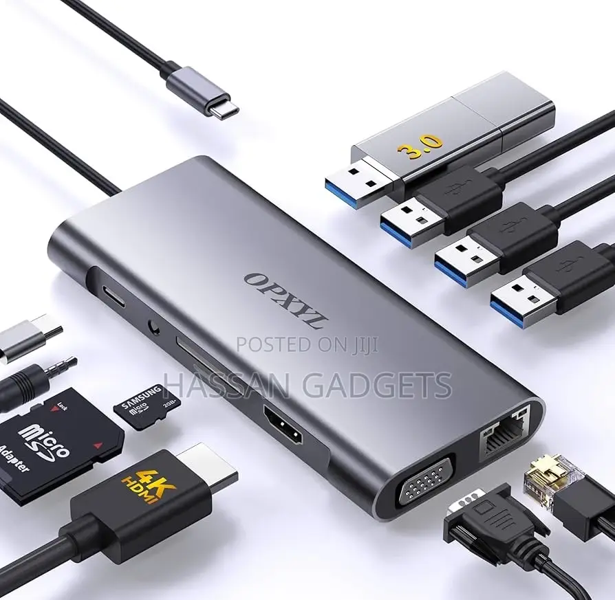 11in 1 Type C to Hdmi Usb 3.0 Vga Ethernet Sd Adapter