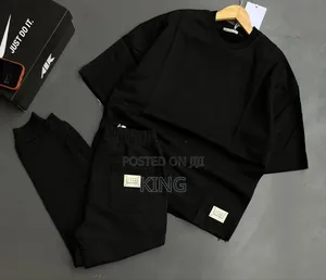 White Men's Waffle Knit T-Shirt and Pants Set.