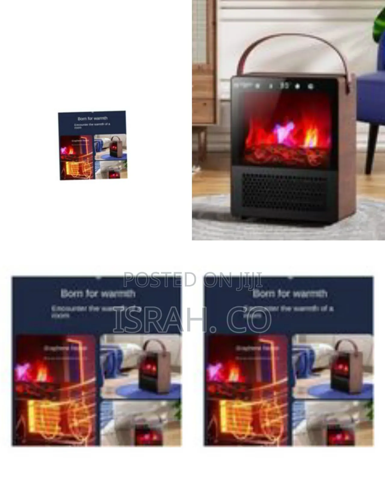 Portable Electric Fireplace Heater With Realistic Flame Effect