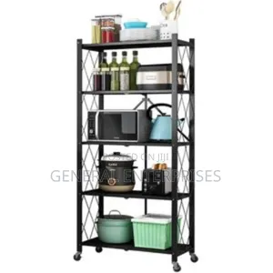 Heavy-Duty, 5-Tier Metal Storage Shelf With Wheels.