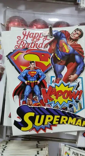 Superman-Themed Paper Cake Toppers.