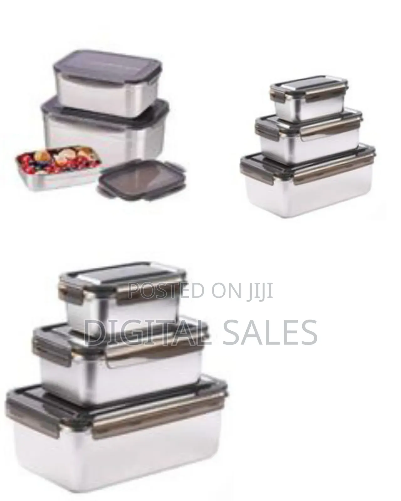 Set of Sumerflos Large Stainless Steel Food Containers.
