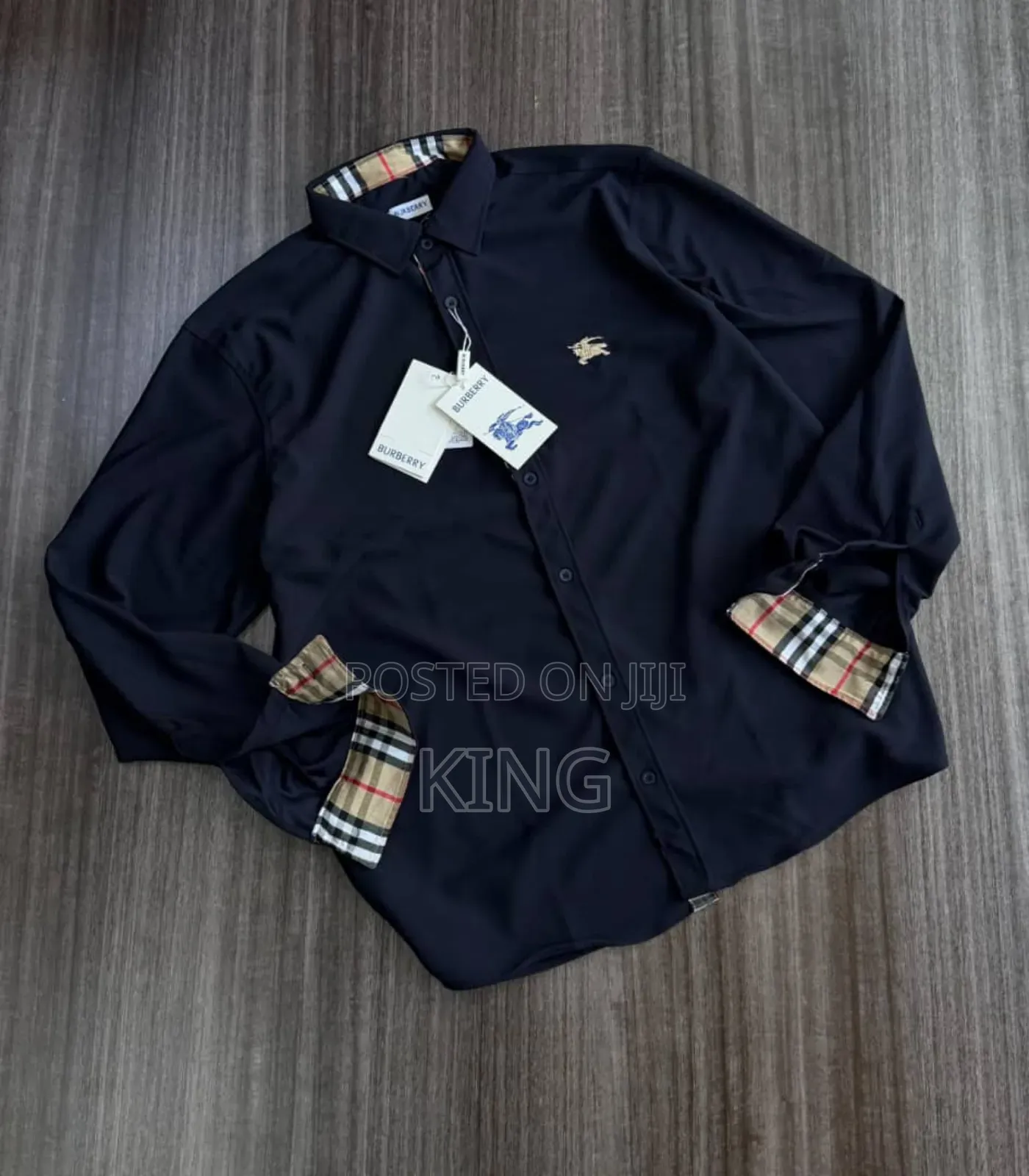 Black Burberry Slim-Fit Stretch Cotton Button-Down Shirt