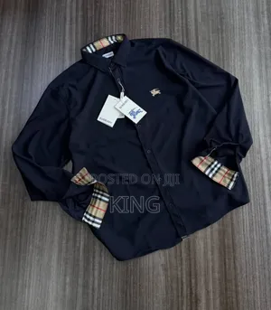 Black Burberry Slim-Fit Stretch Cotton Button-Down Shirt
