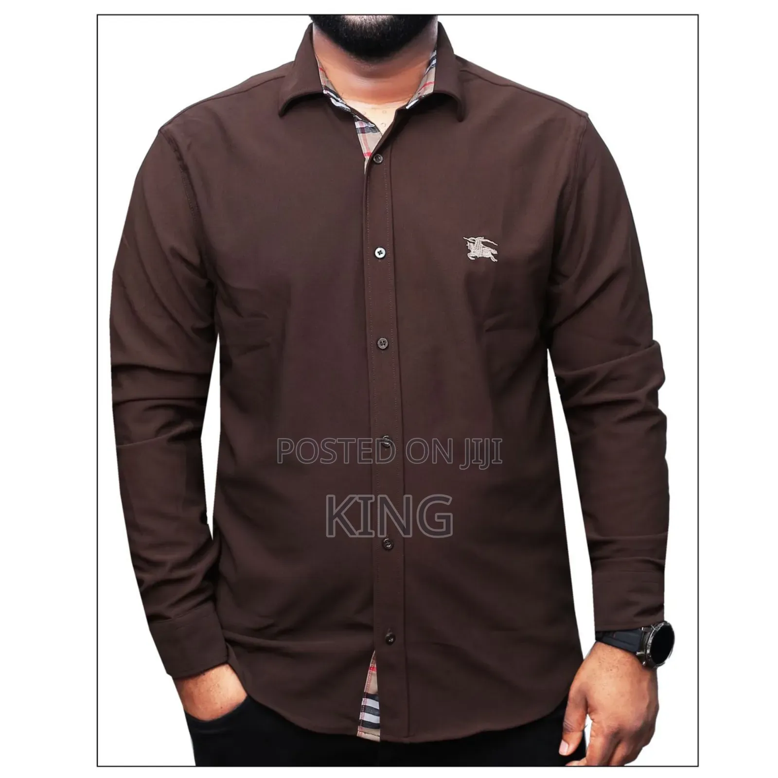 Burberry Men's Twill Cotton Slim Fit Casual Shirt.