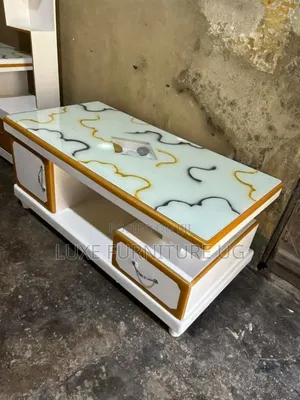Glass Centre Table White Gold