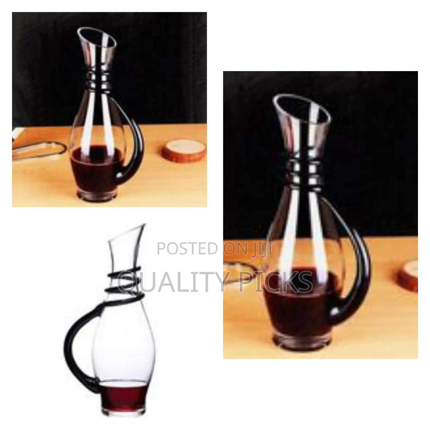 Elegant Glass Wine Decanter With Spiral Accents -