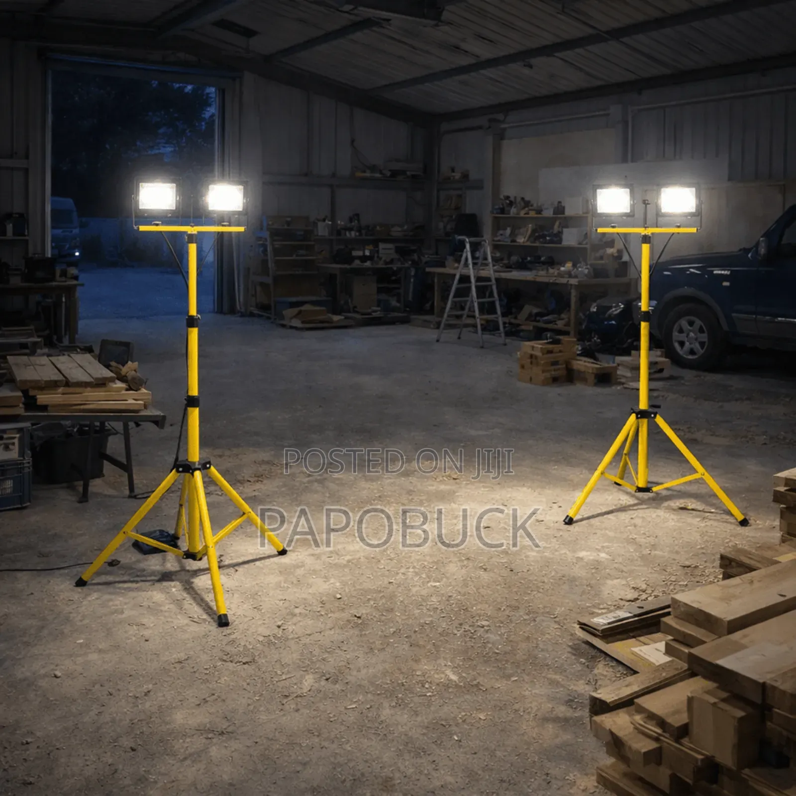 Industrial Dual Head Led Floodlight Stand With Two 100w Lights