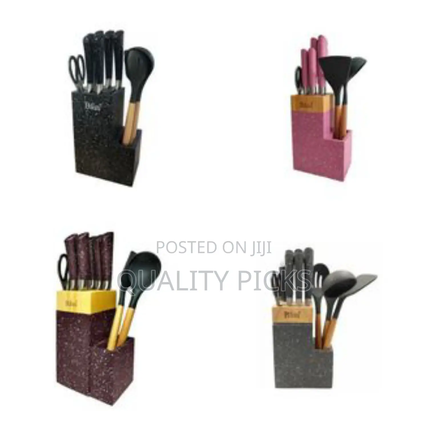Premium Kitchen Knife and Utensil Block Set (Set of 11) - Multicolor