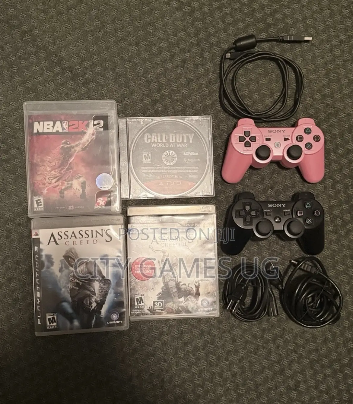 Sony Ps3 Console W/ 2 Controllers + 10 Games