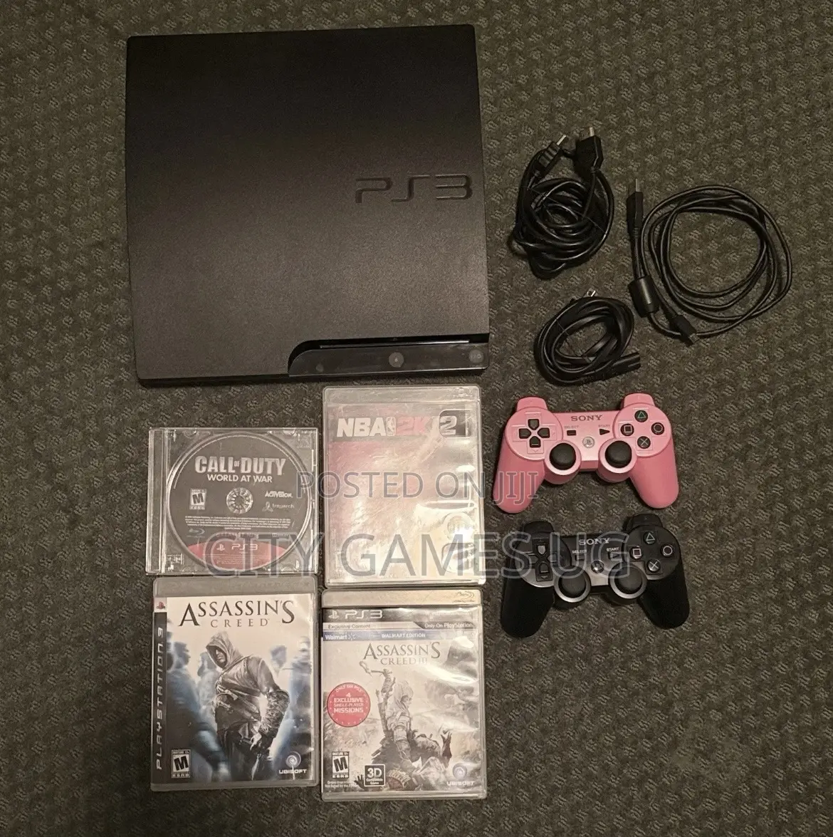 Sony Ps3 Console W/ 2 Controllers + 10 Games