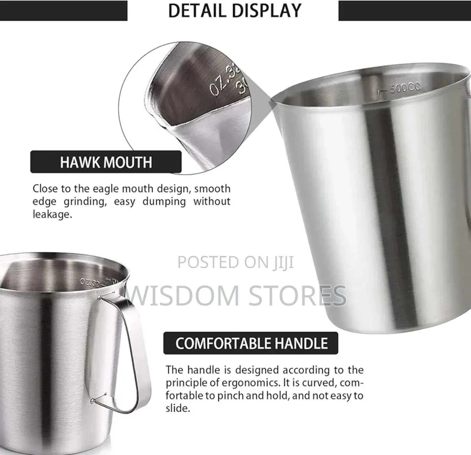 Stainless Steel Measuring Cup Pitcher (48oz/1.5 Liter)
