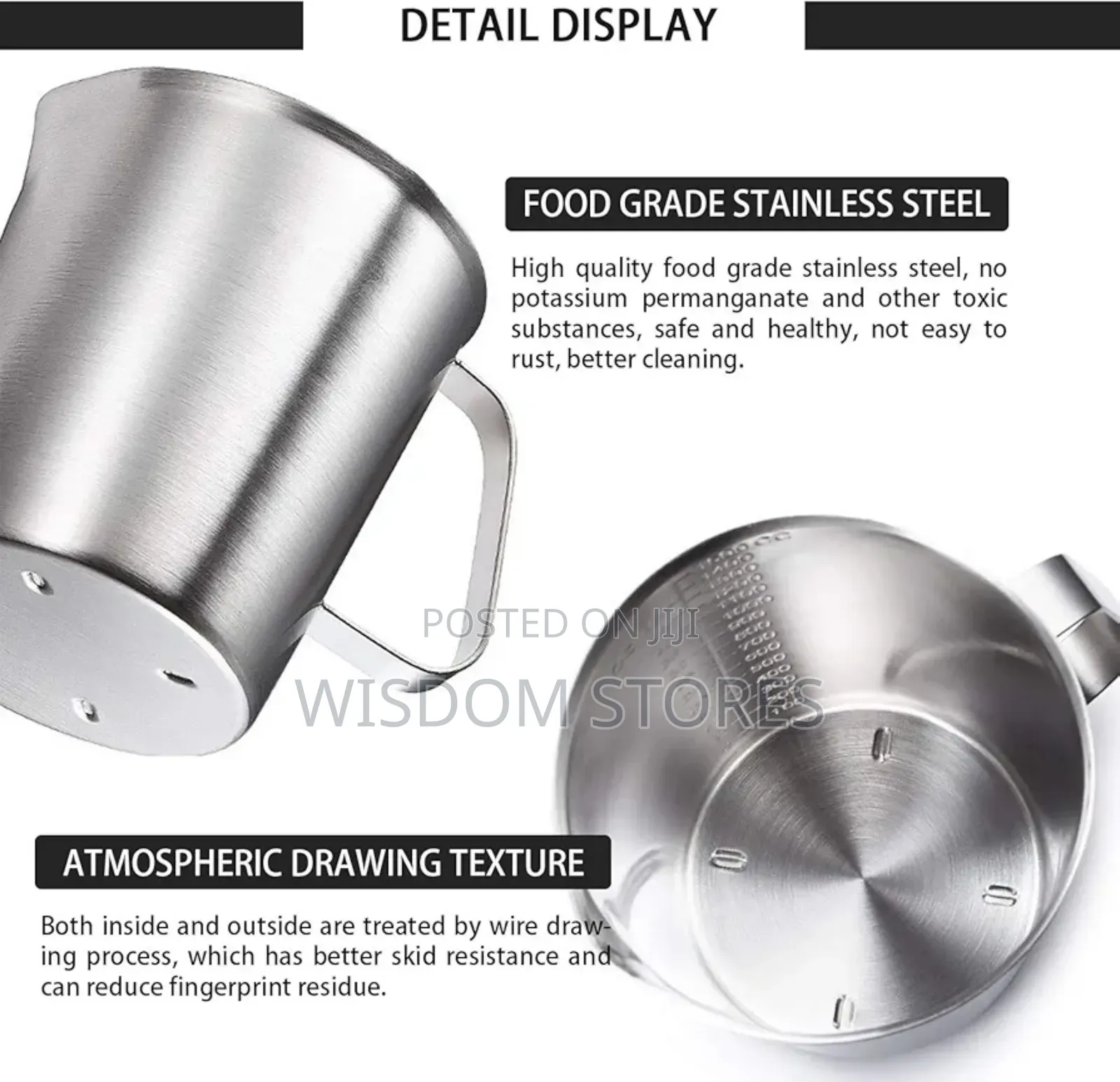 Stainless Steel Measuring Cup Pitcher (48oz/1.5 Liter)