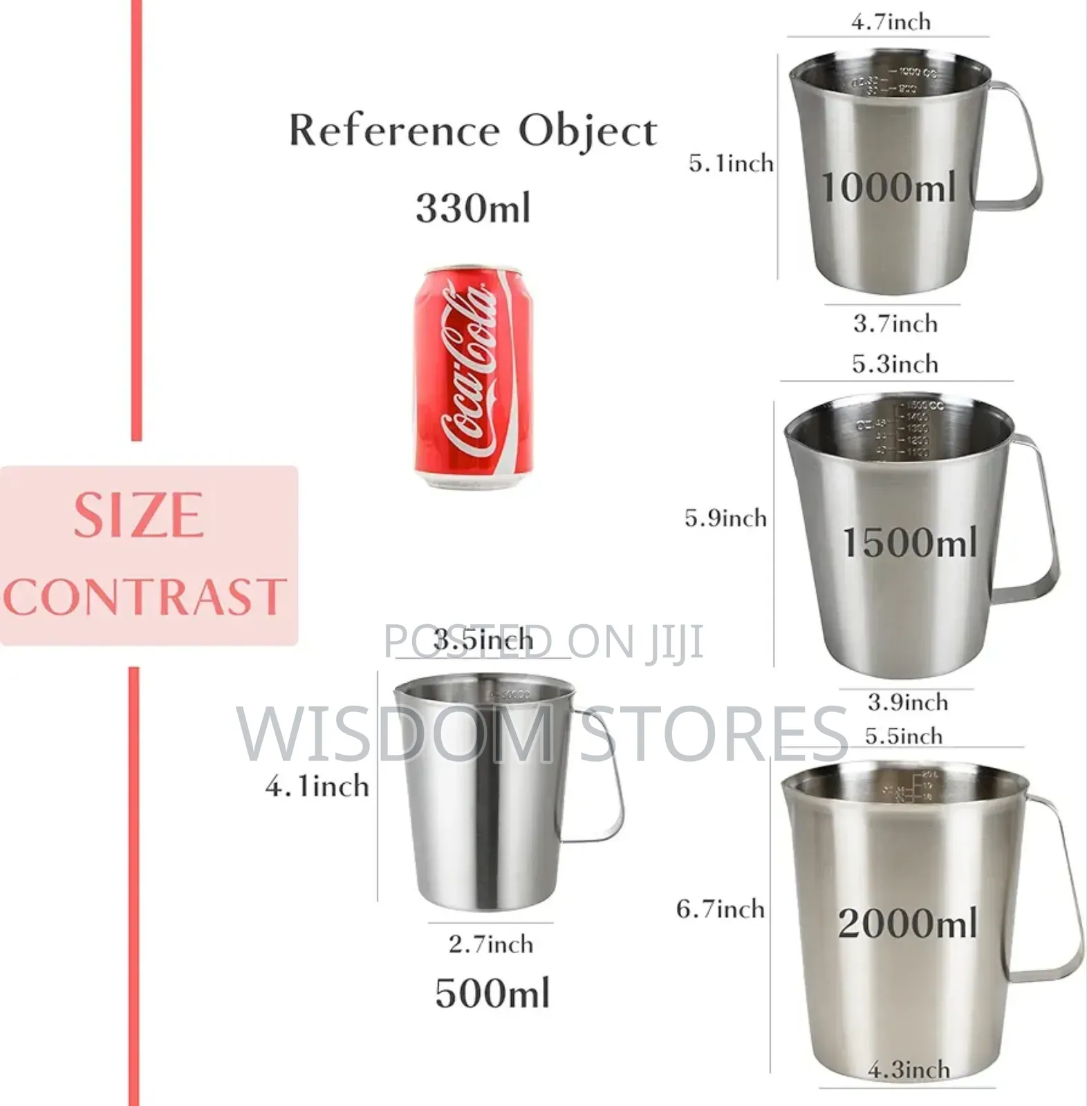 Stainless Steel Measuring Cup Pitcher (48oz/1.5 Liter)