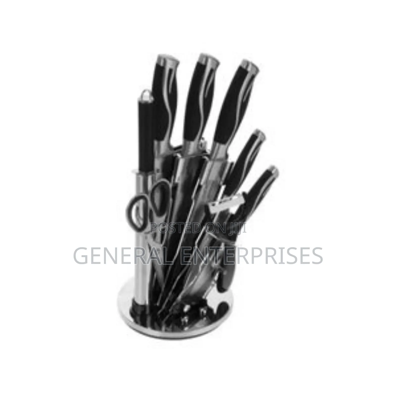 9-Piece Stainless Steel Kitchen Knife Set With a Rotating Stand.