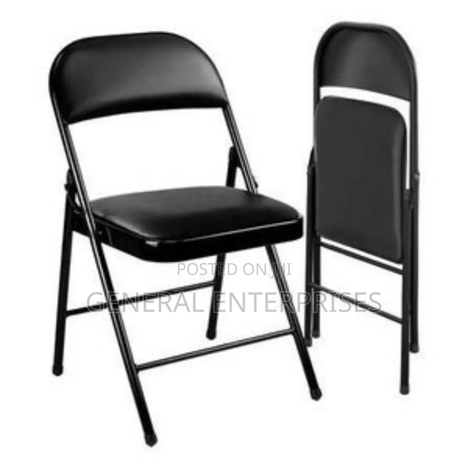 Furniture Hercules Series Black Metal Folding Chair With a Vinyl Seat