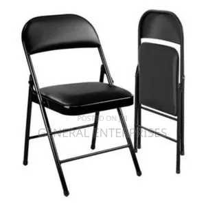 Furniture Hercules Series Black Metal Folding Chair With a Vinyl Seat