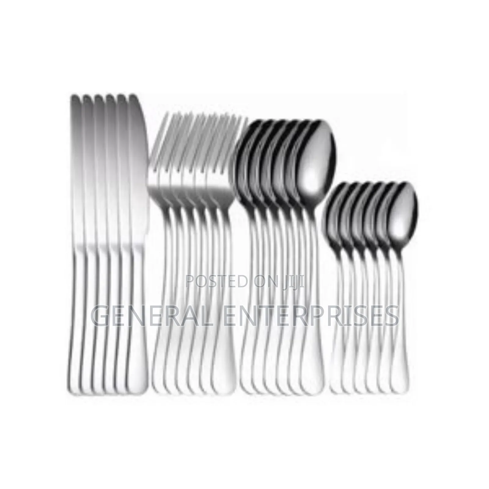 24-Piece Silver Stainless Steel Cutlery Set.