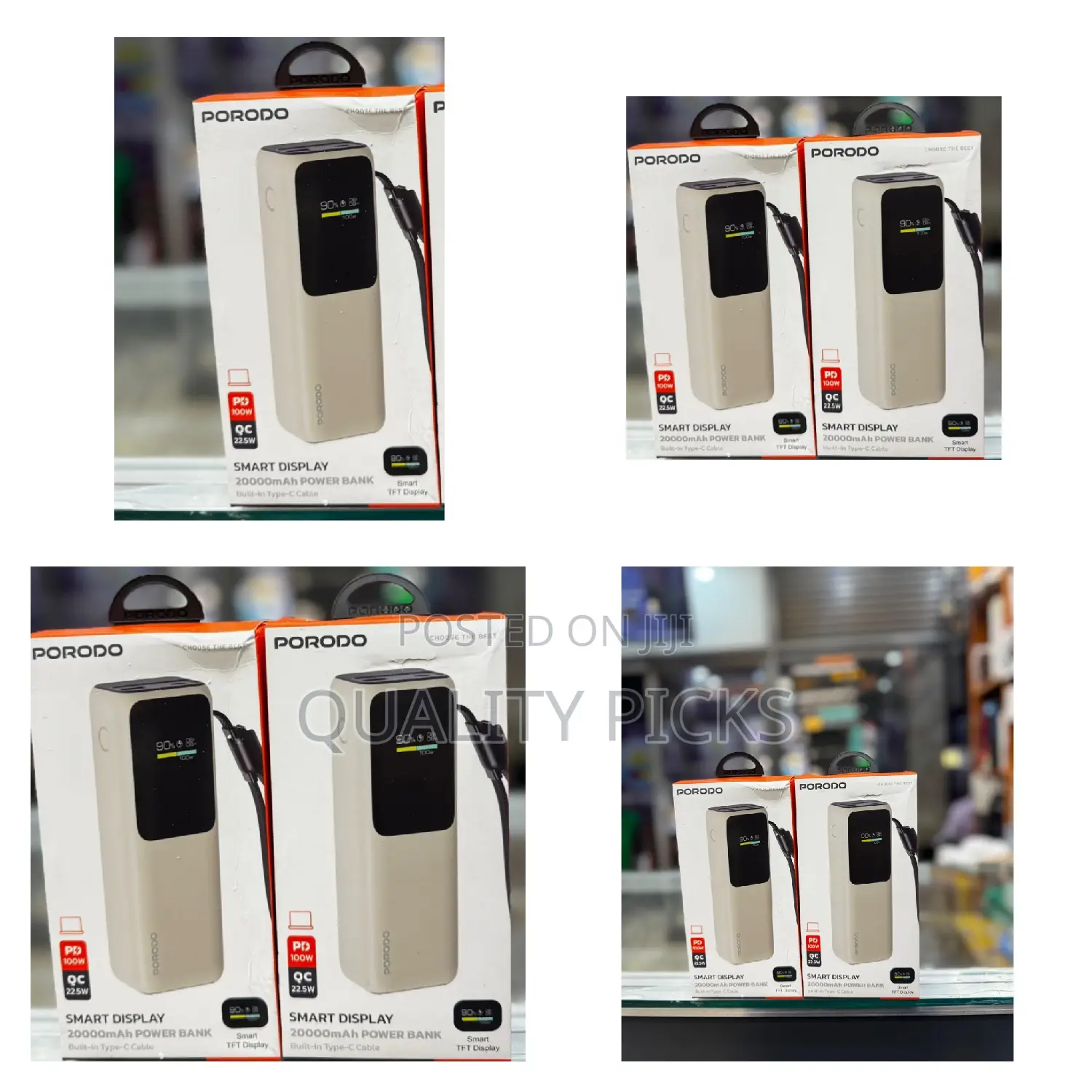 Porodo20000mah Powerbank With Built-in Type-C Cable,