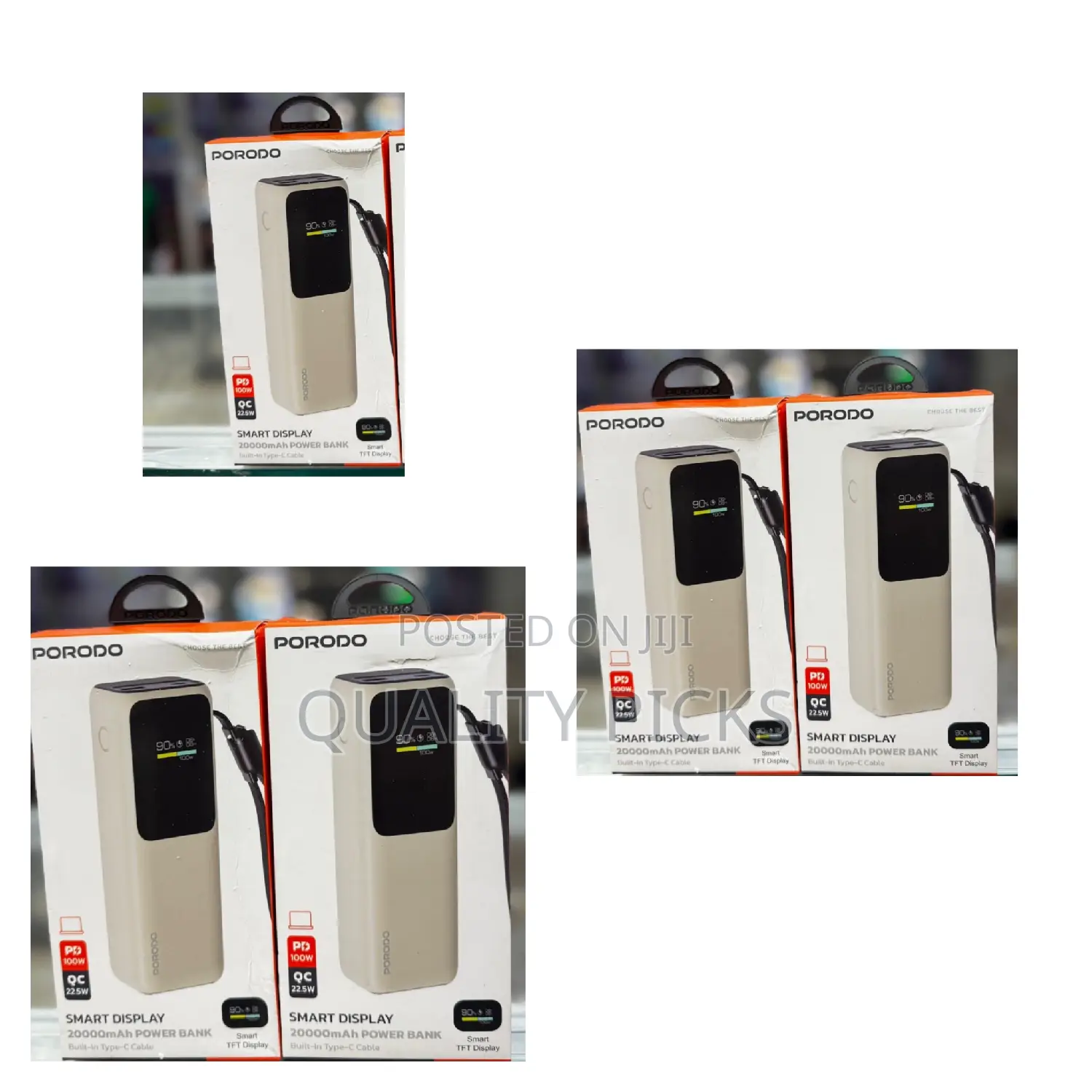 Porodo20000mah Powerbank With Built-in Type-C Cable,