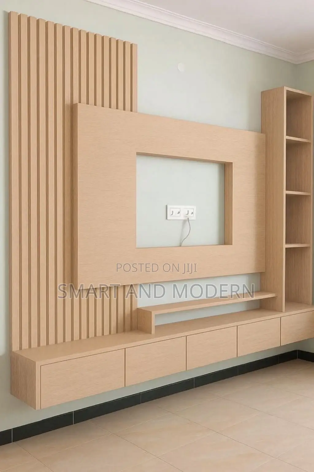 Wooden Tv Unit | Tv Wall Unit | Complete Media Center 1- Year Warranty
