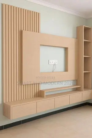 Wooden Tv Unit | Tv Wall Unit | Complete Media Center 1- Year Warranty