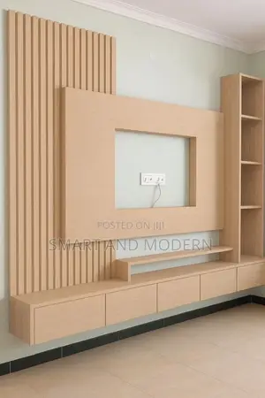 Wooden Tv Unit | Tv Wall Unit | Complete Media Center 1- Year Warranty