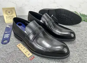 Men’S Black Franco Banetti Penny Leather Loafers