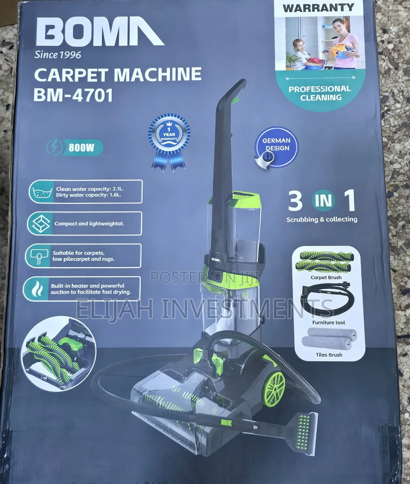 Boma 3in1 Carpet,Tiles and Furniture Cleaning Machine