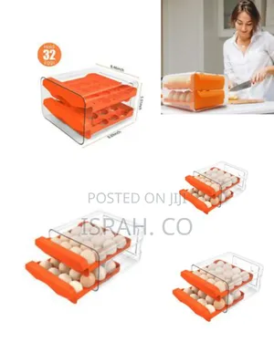 32 Grid Egg Holder for Refrigerator 2-Layer Egg Container Organizer