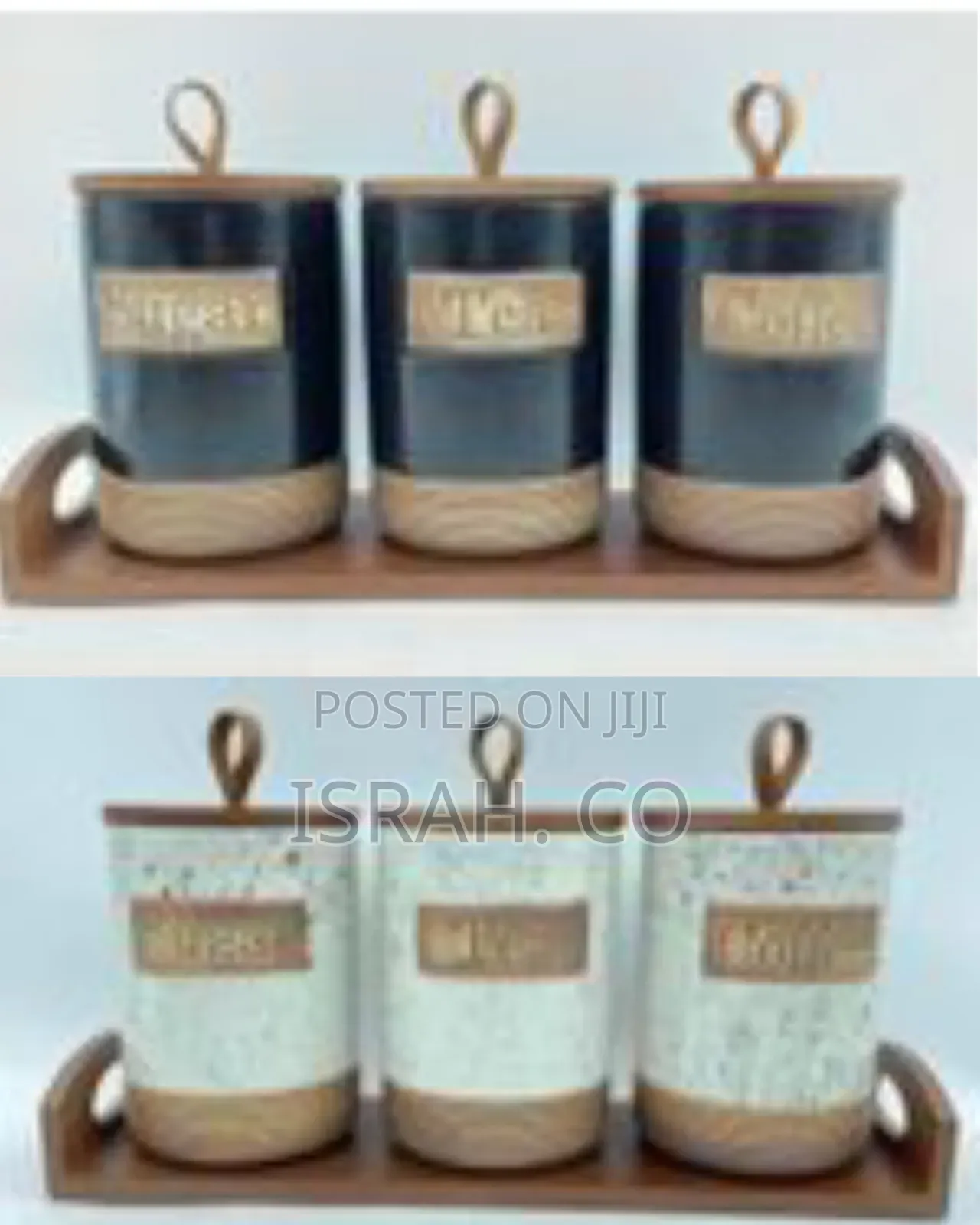 3 Piece Ceramic Canister Set for Spice Tea Coffee Sugar