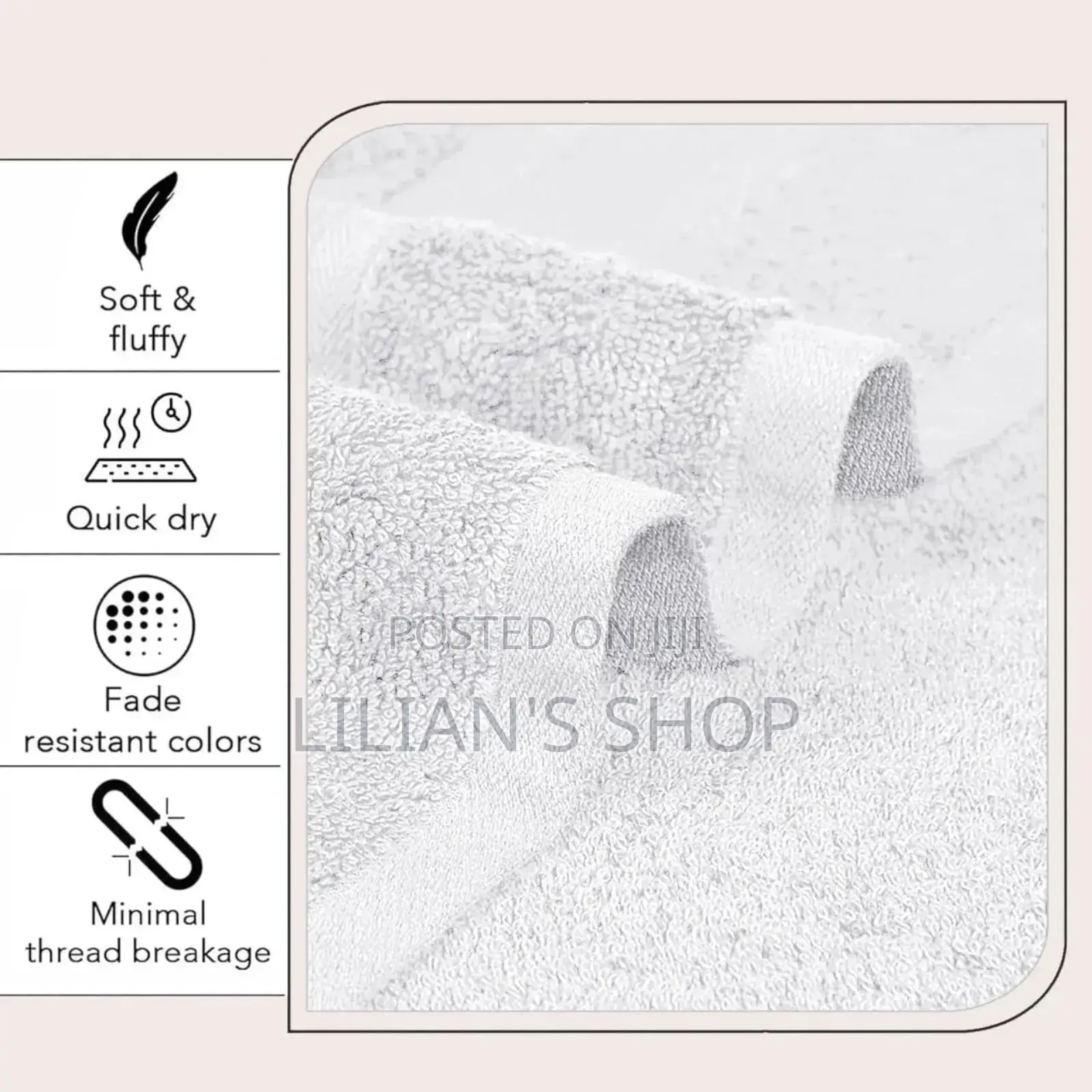 White, Square Cotton Hand Towels Or Face Cloths.