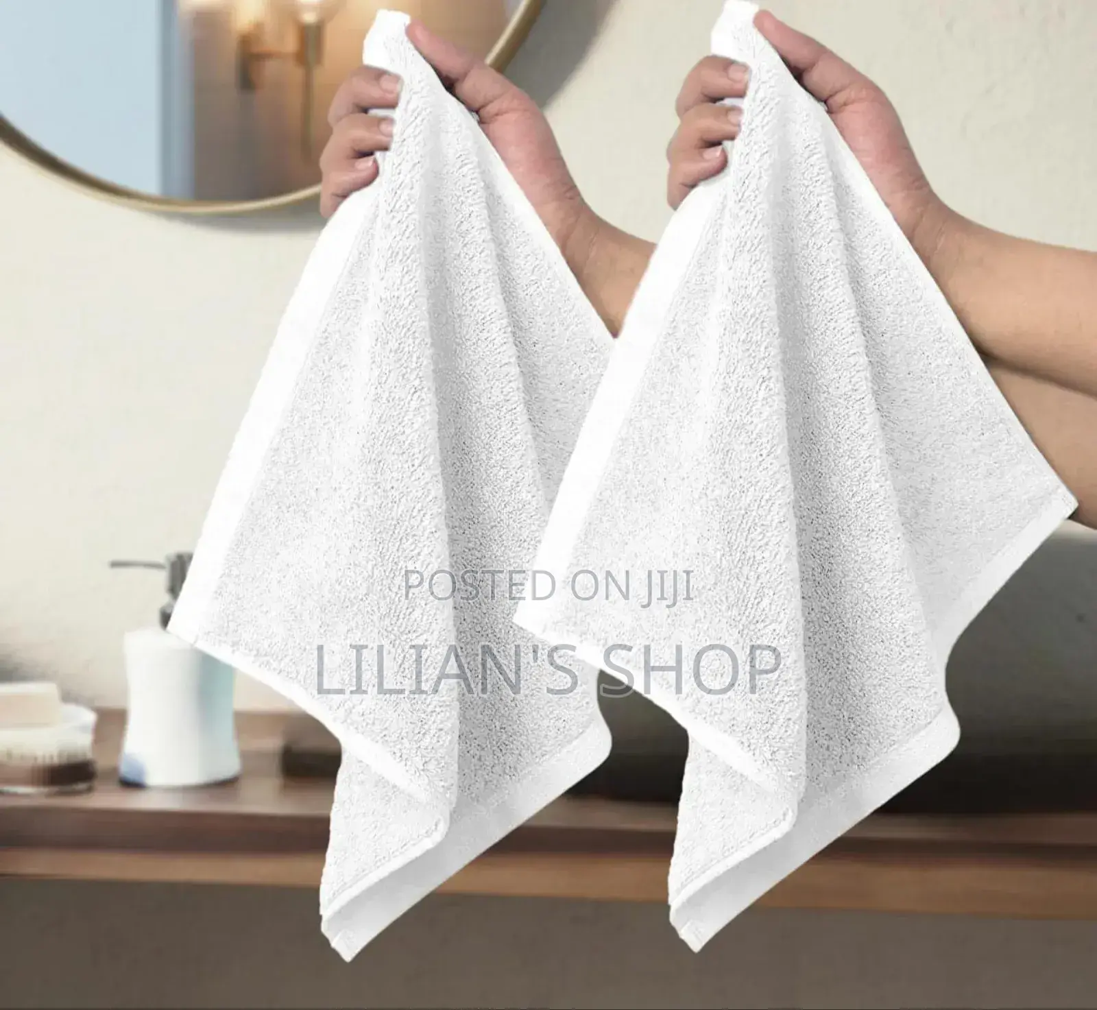 White, Square Cotton Hand Towels Or Face Cloths.