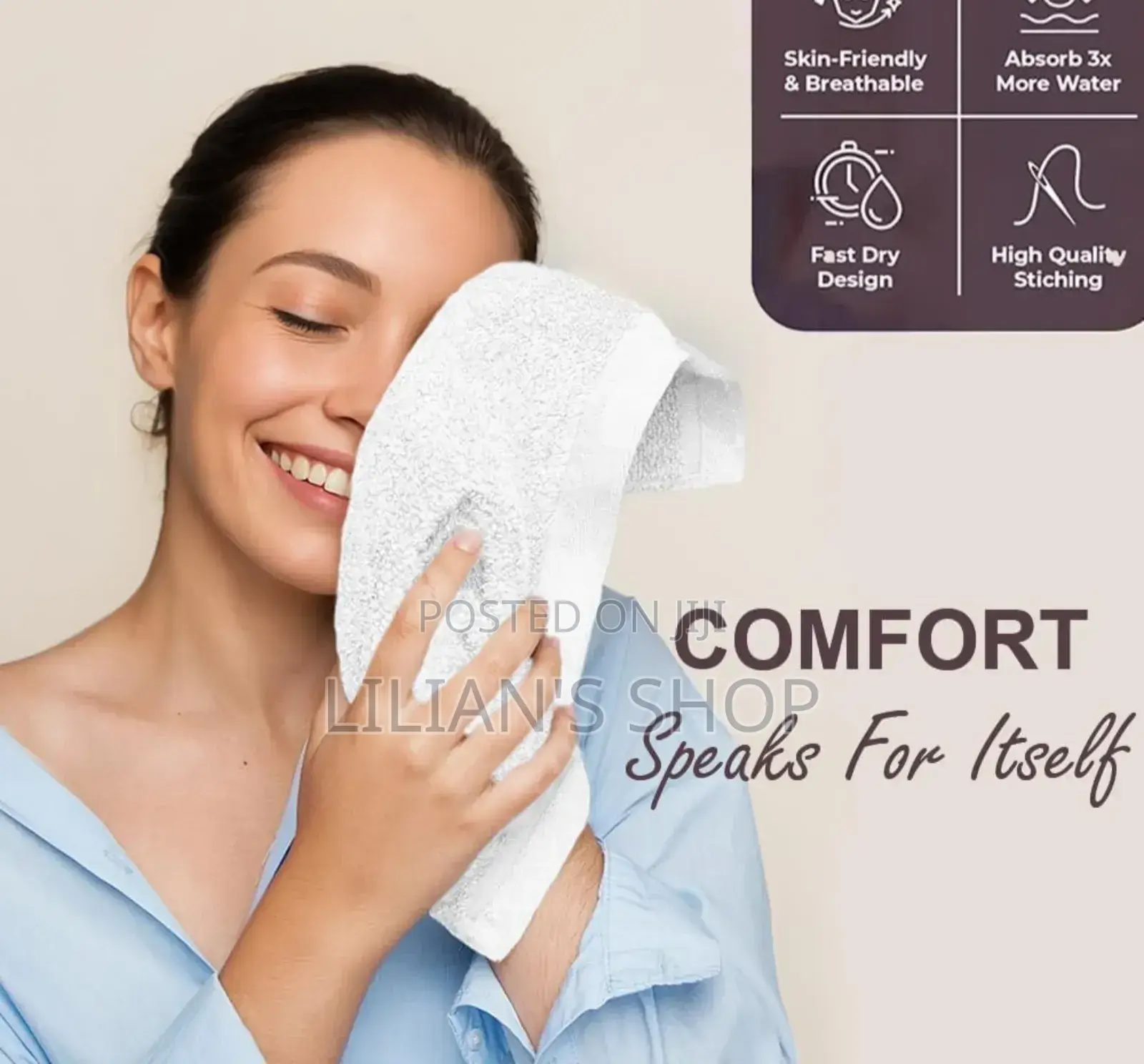 White, Square Cotton Hand Towels Or Face Cloths.