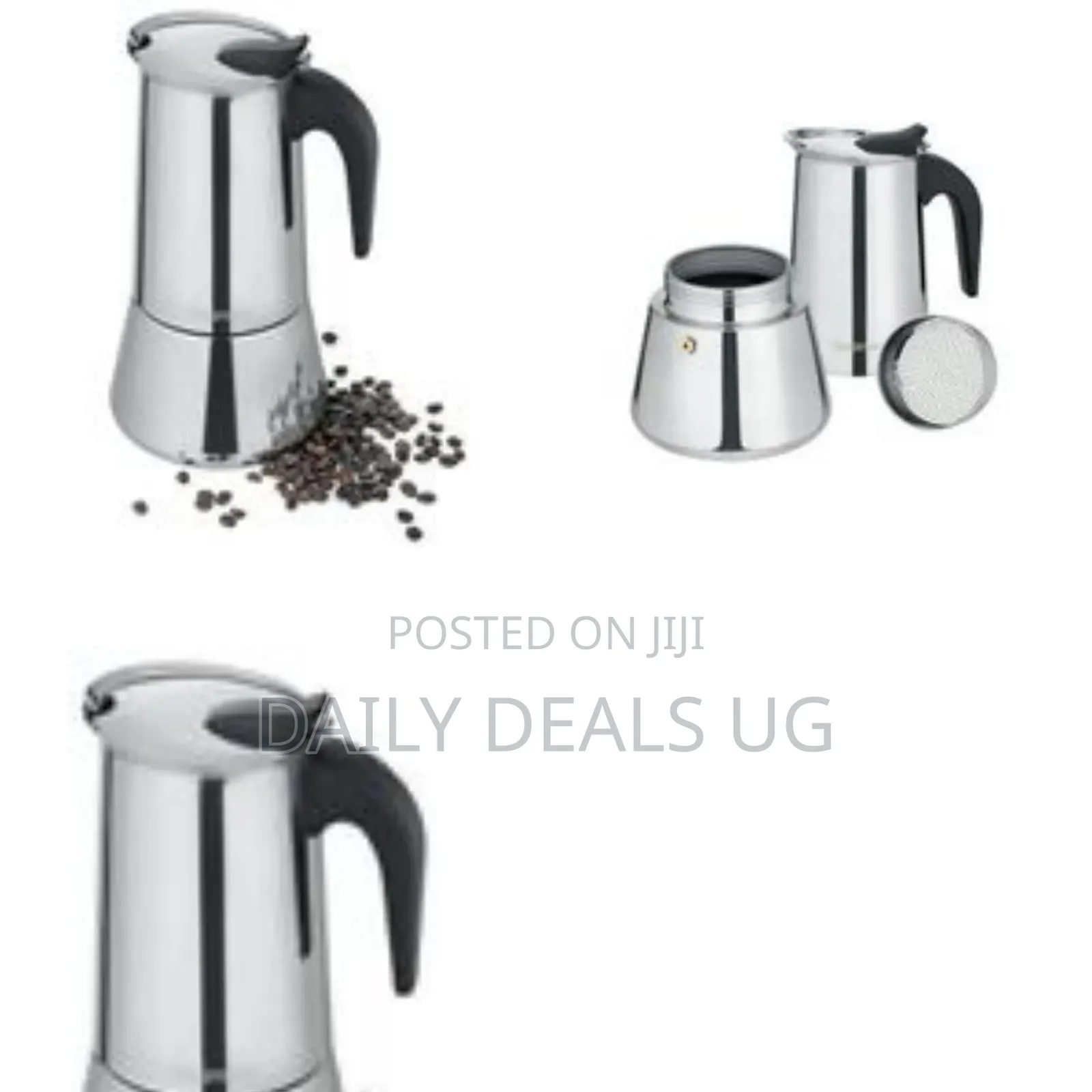 A Stainless Steel Stovetop Espresso Maker, Also Known as a Moka Pot