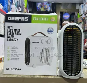 Geepas Portable Fan Heater Thermostat 2 Heat Option-white