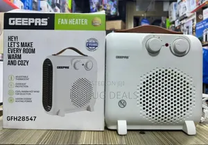 Geepas Portable Fan Heater Thermostat 2 Heat Option-white