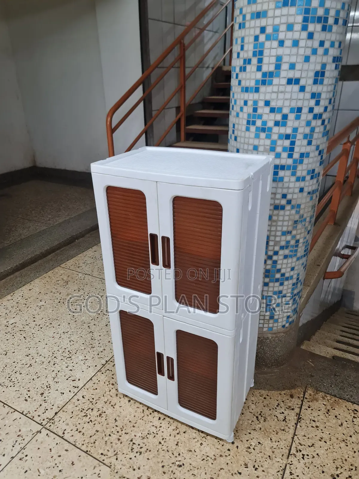 Double Door Plastic Storage Cabinet Trolley