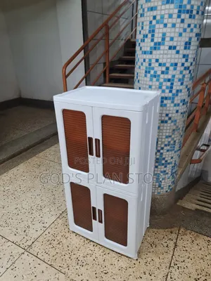 Double Door Plastic Storage Cabinet Trolley