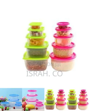 5 Pc Round Airtight Food Storage Containers Tins